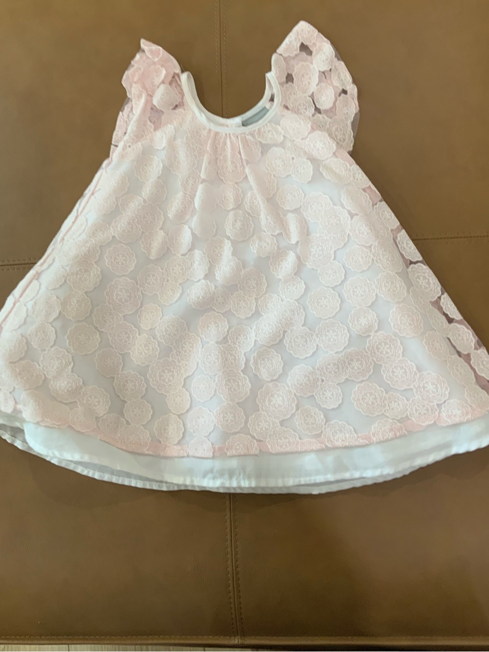 Tahari Girls Pink Lace Flutter Sleeve Dress 18 months